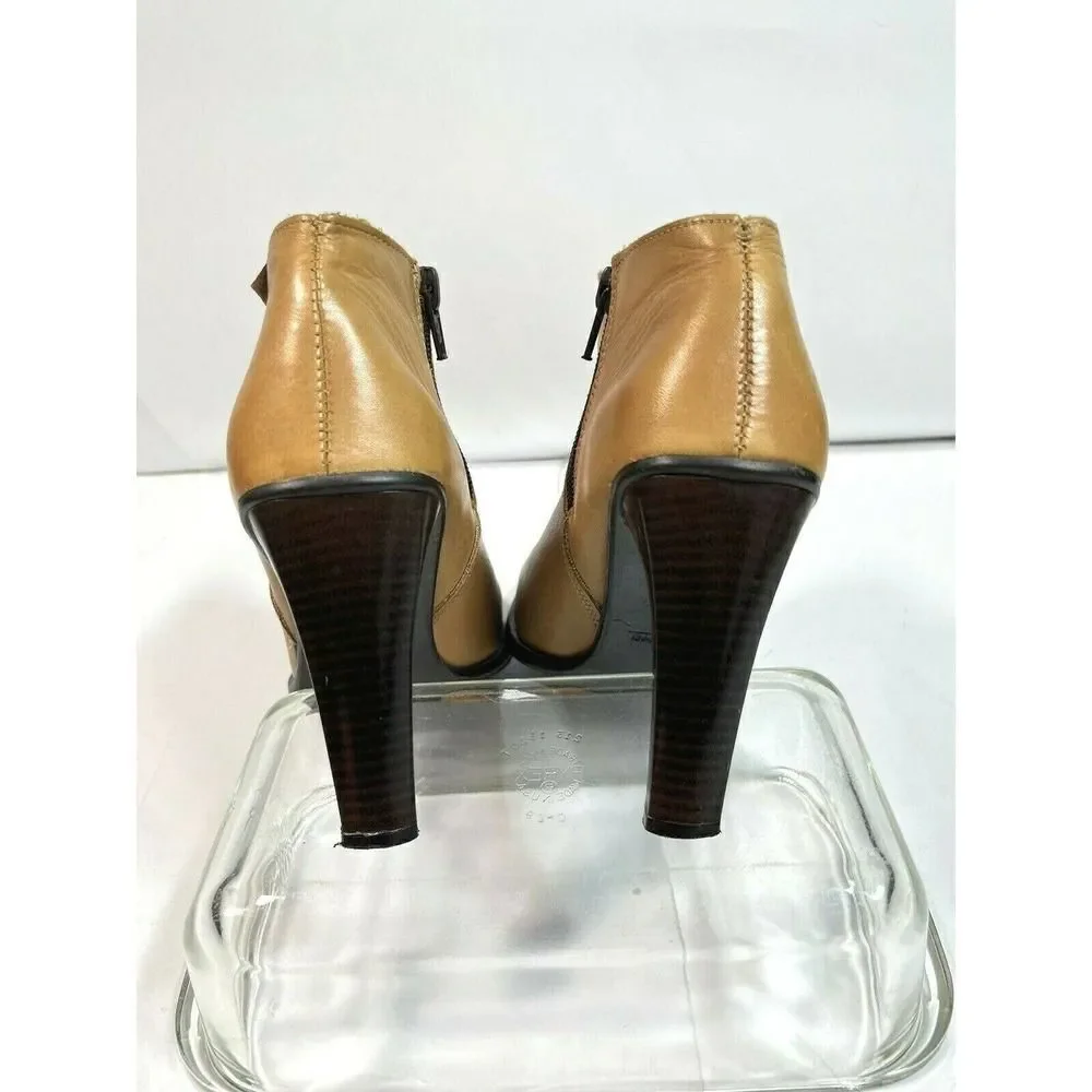Y2K Anthropologie Sixty Seven 67 Tan High Heel Ankle Booties Square Toe Skinny H